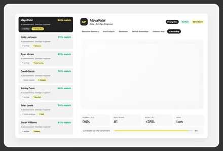 JobHive AI video interview displayed on a tablet