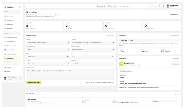 JobHive enterprise AI interview platform dashboard